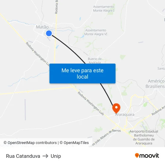 Rua Catanduva to Unip map
