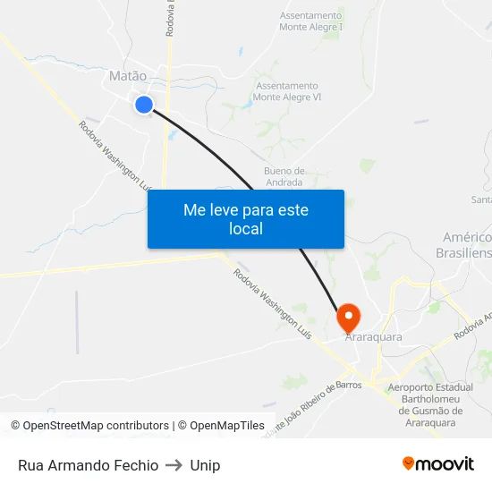 Rua Armando Fechio to Unip map