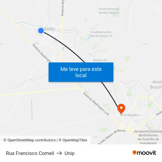 Rua Francisco Comeli to Unip map
