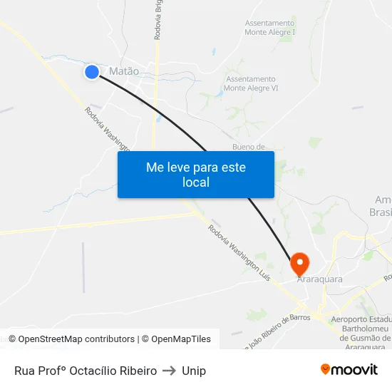 Rua Profº Octacílio Ribeiro to Unip map