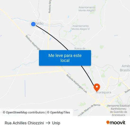 Rua Achilles Chiozzini to Unip map