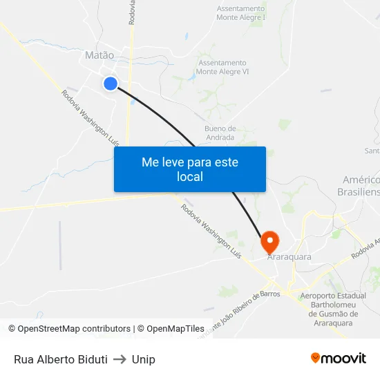 Rua Alberto Biduti to Unip map