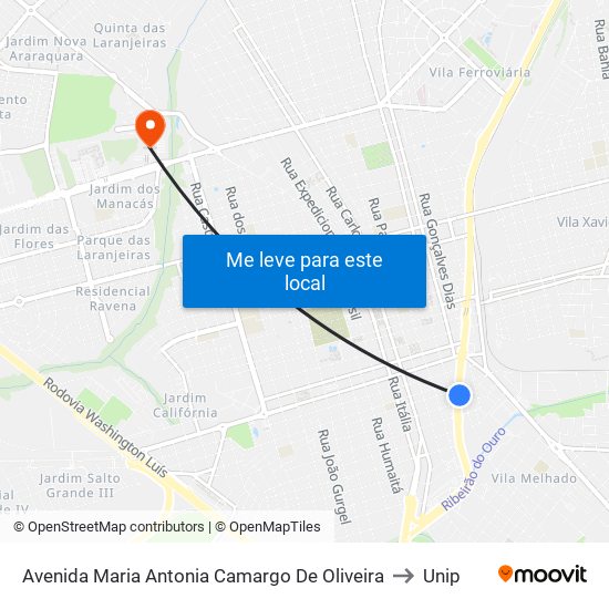 Avenida Maria Antonia Camargo De Oliveira to Unip map