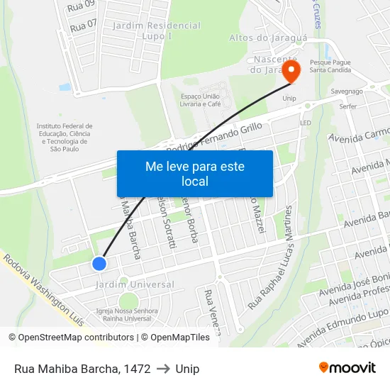 Rua Mahiba Barcha, 1472 to Unip map