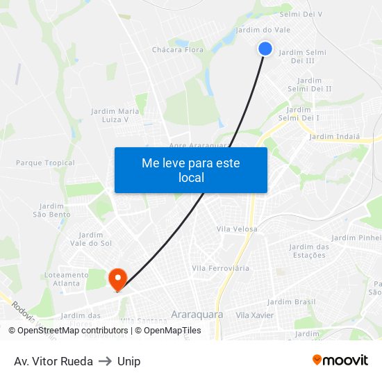 Av. Vitor Rueda to Unip map