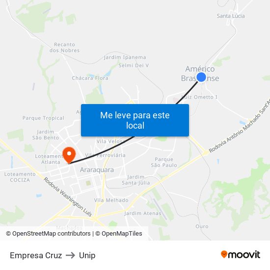Empresa Cruz to Unip map