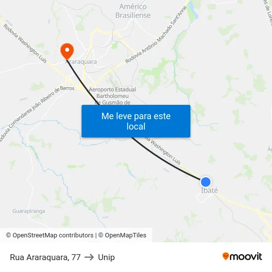 Rua Araraquara, 77 to Unip map