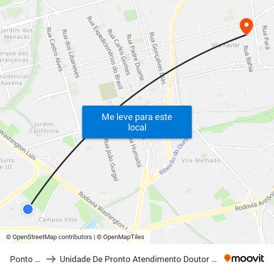 Ponto Letras to Unidade De Pronto Atendimento Doutor Antônio Alonso Martinez map