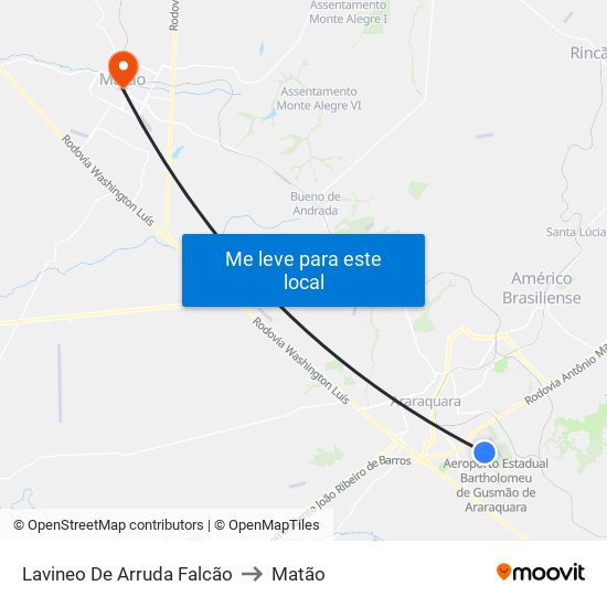 Lavineo De Arruda Falcão to Matão map