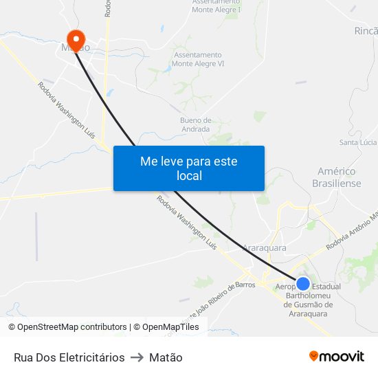 Rua Dos Eletricitários to Matão map