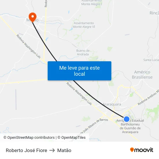 Roberto José Fiore to Matão map