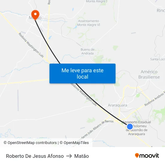 Roberto De Jesus Afonso to Matão map
