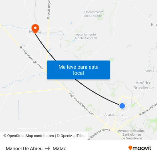 Manoel De Abreu to Matão map