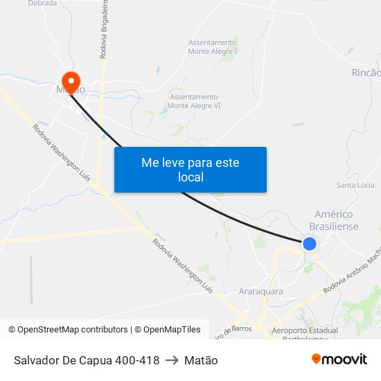 Salvador De Capua 400-418 to Matão map