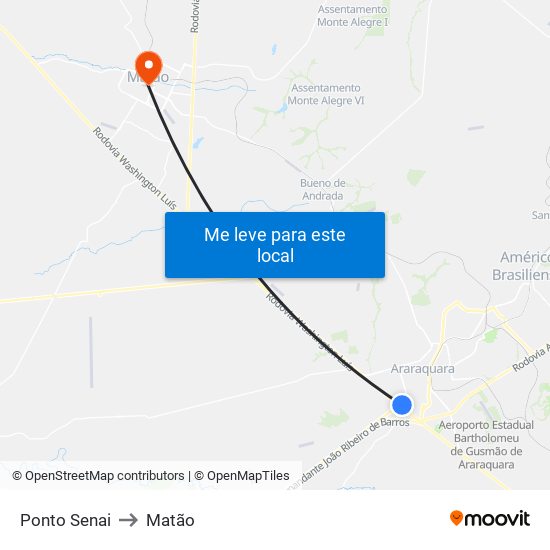 Ponto Senai to Matão map