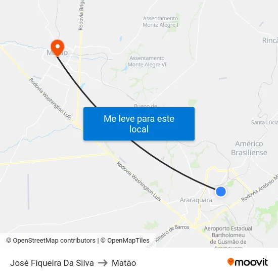 José Fiqueira Da Silva to Matão map