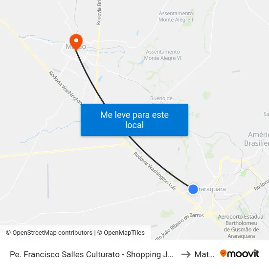 Pe. Francisco Salles Culturato - Shopping Jaraguá to Matão map