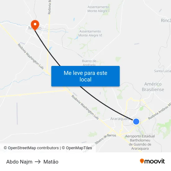 Abdo Najm to Matão map