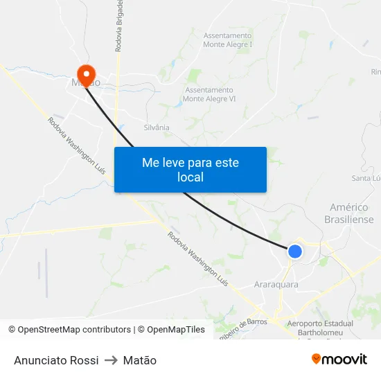Anunciato Rossi to Matão map