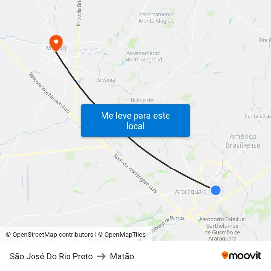 São José Do Rio Preto to Matão map