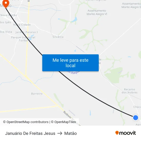 Januário De Freitas Jesus to Matão map