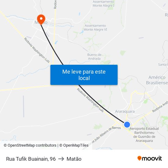 Rua Tufik Buainain, 96 to Matão map