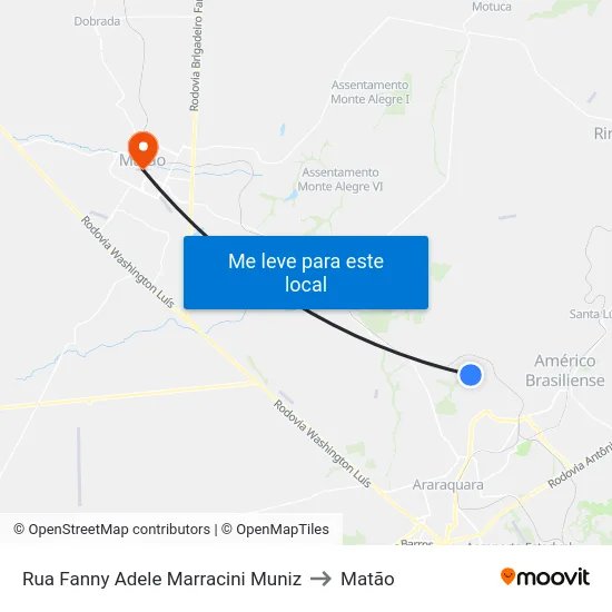 Rua Fanny Adele Marracini Muniz to Matão map