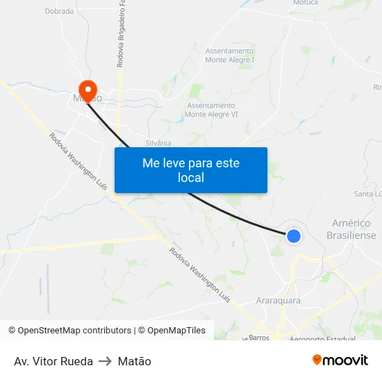 Av. Vitor Rueda to Matão map