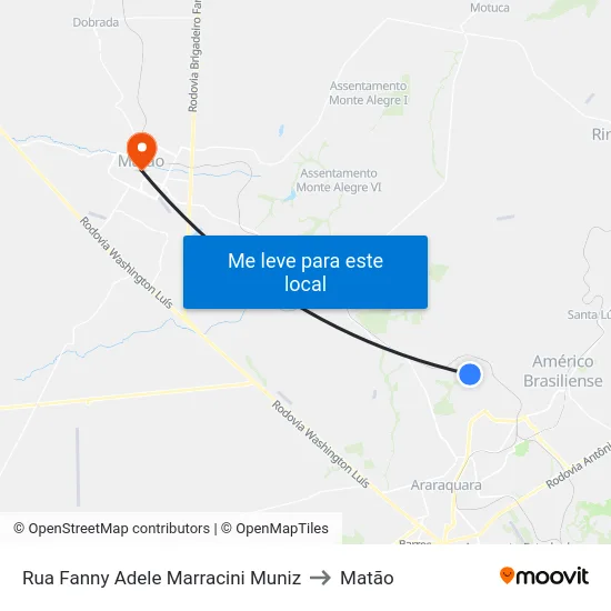 Rua Fanny Adele Marracini Muniz to Matão map