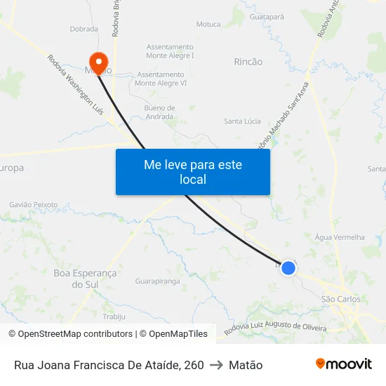 Rua Joana Francisca De Ataíde, 260 to Matão map