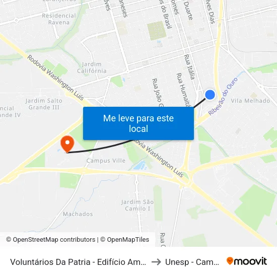 Voluntários Da Patria - Edifício América to Unesp - Campus map