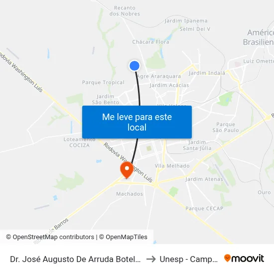 Dr. José Augusto De Arruda Botelho to Unesp - Campus map