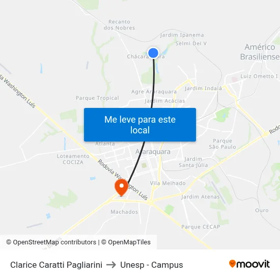 Clarice Caratti Pagliarini to Unesp - Campus map