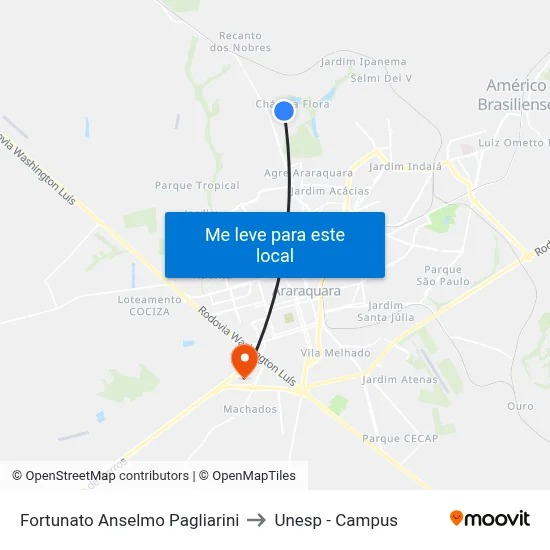 Fortunato Anselmo Pagliarini to Unesp - Campus map