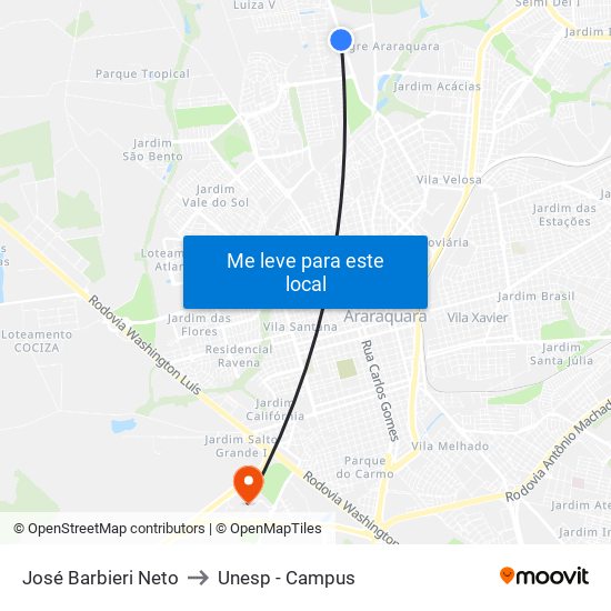 José Barbieri Neto to Unesp - Campus map