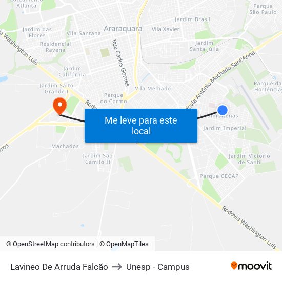 Lavineo De Arruda Falcão to Unesp - Campus map