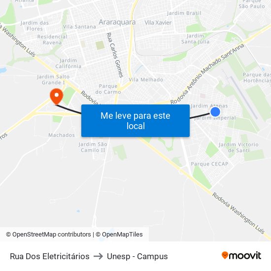 Rua Dos Eletricitários to Unesp - Campus map