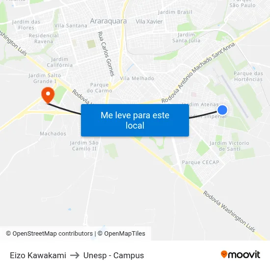 Eizo Kawakami to Unesp - Campus map