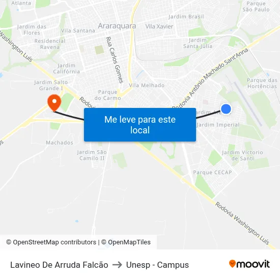 Lavineo De Arruda Falcão to Unesp - Campus map