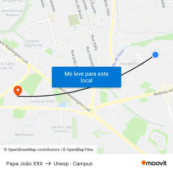 Papa João XXII to Unesp - Campus map