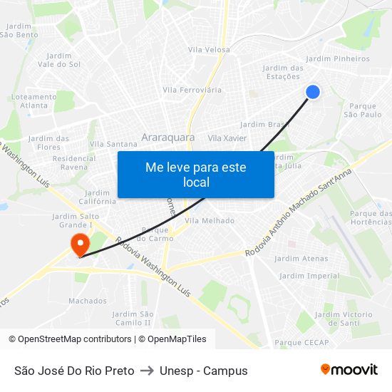 São José Do Rio Preto to Unesp - Campus map