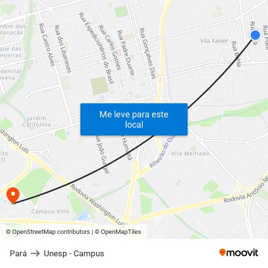 Pará to Unesp - Campus map