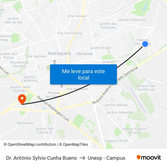 Dr. Antônio Sylvio Cunha Bueno to Unesp - Campus map