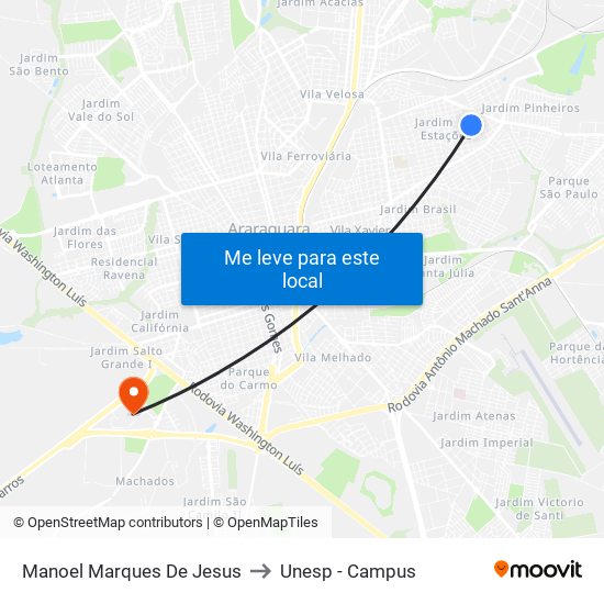 Manoel Marques De Jesus to Unesp - Campus map