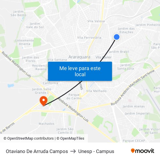 Otaviano De Arruda Campos to Unesp - Campus map