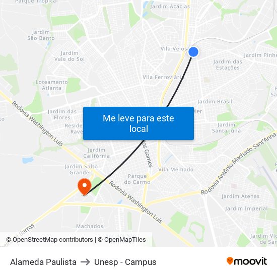 Alameda Paulista to Unesp - Campus map