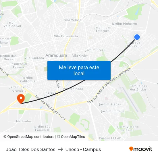 João Teles Dos Santos to Unesp - Campus map