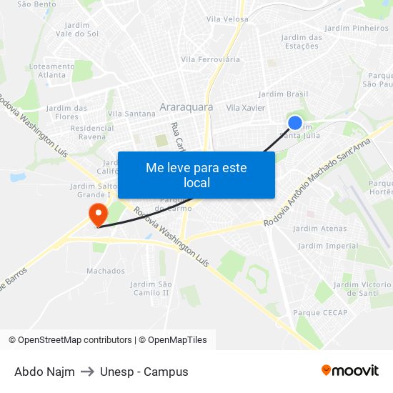 Abdo Najm to Unesp - Campus map