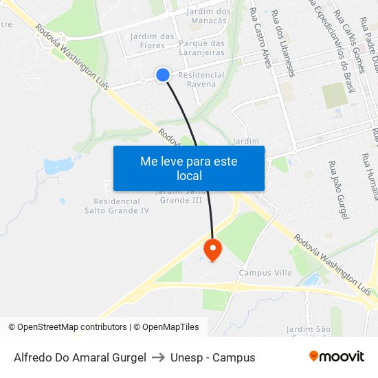 Alfredo Do Amaral Gurgel to Unesp - Campus map