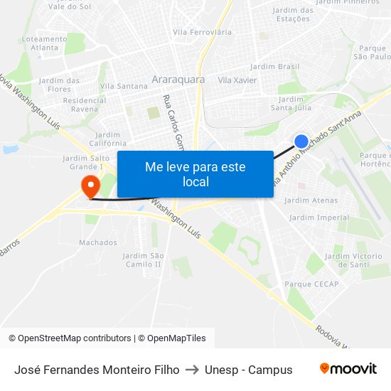 José Fernandes Monteiro Filho to Unesp - Campus map